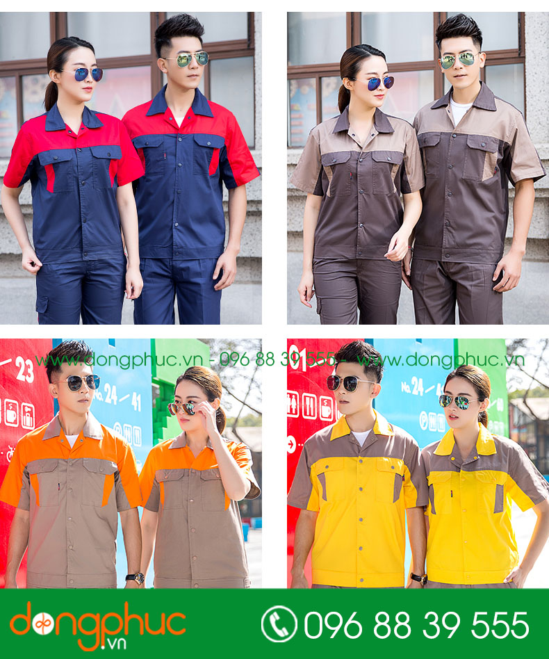 Mẫu bảo hộ màu vàng phối ghi cộc tay